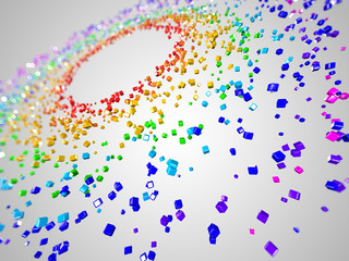 3d rendered illustration of some floating cubes