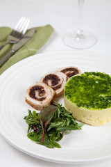 Turkey roll with prunes filling