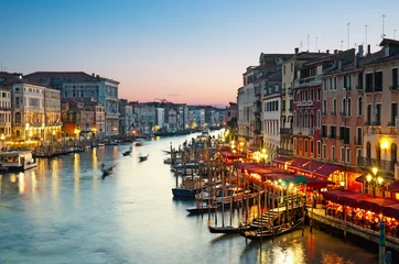 Papier Peint photo Venise Grand Canal après le coucher du soleil, Venise - Italie