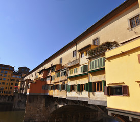side view of famous Ponte Vecchio in Florence, Tuscany