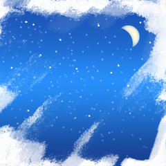nightly sky with half moon ,vector