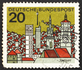 Postage stamp Germany 1965 View of Stuttgart, Germany