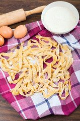 Homemade fresh pasta. Pasta fresca.