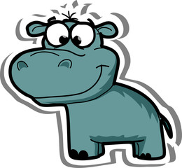 Мультфильм милый бегемот, вектор