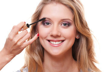 smiley woman with professional make-up