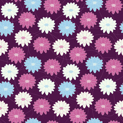seamless floral pattern with flowers in three colors