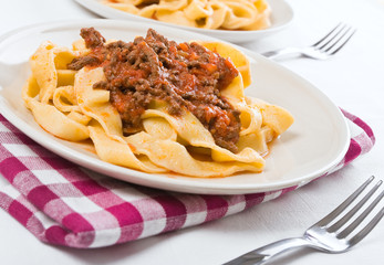 Tagliatelle with Bolognese Sauce. Tagliatelle alla Bolognese.