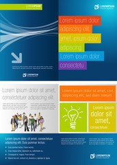 Colorful template for advertising brochure with business people