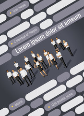 Gray template for advertising brochure with business people