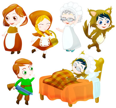 little red riding hood characters set. clipping path included