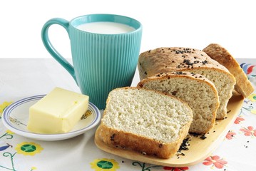 bread,butter and milk for breakfast