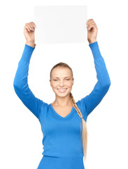 woman with blank board