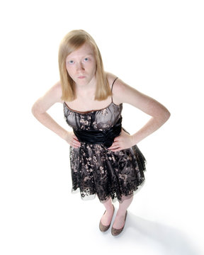 Blond teen looking angry