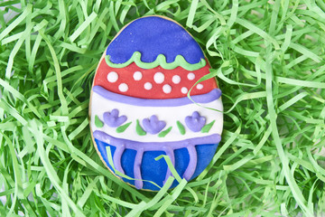 Easter Egg Cookie in Grass
