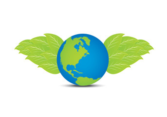 Earth with leafs wing