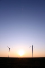 wind turbine wheel and sun