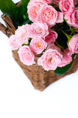 close-up of a bouquet of pink roses
