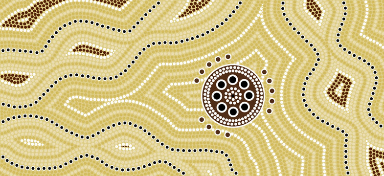 Illu.based on aboriginal style of dot painting Desert