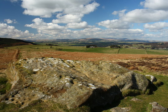 cup and ring marked rock at Simonside Hills
