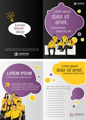 Yellow and purple template for advertising with business people
