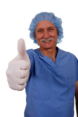 Surgeon giving 'thumbs up'