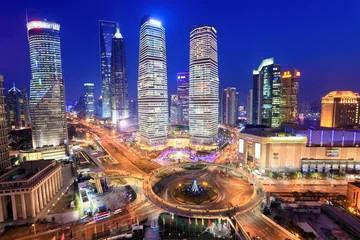 Cercles muraux Shanghai shanghai lujiazui financial center in the evening