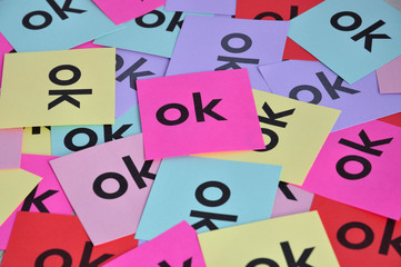 Pile of colorful paper notes with 