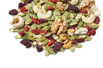 Trail mix on white