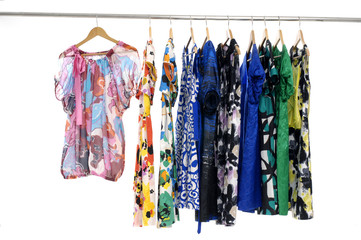 colorful clothing on hanging