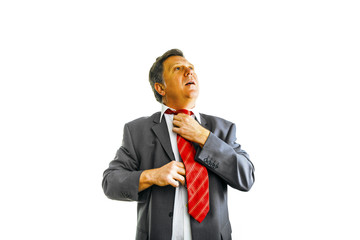 business man binding his tie