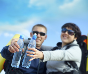 tourists and water