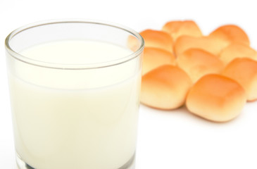 bread and milk with clipping path