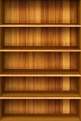 3d Wooden book Shelf background for ebook and tablet pc.