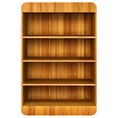 3d Wooden book Shelf background.
