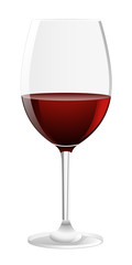 Glass of red wine. Vector illustration on white background