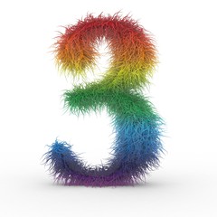 Texteffekt Haare Regenbogen Zahl 3