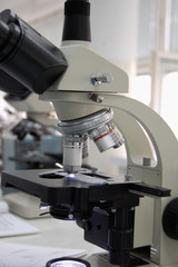 Microscope in microbiogical lab