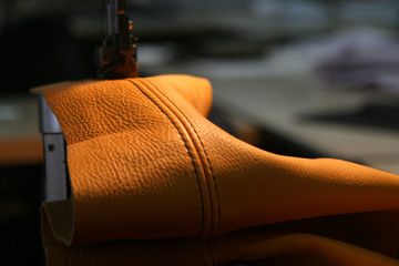 Leather on sewing-machine