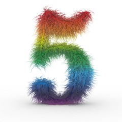 Texteffekt Haare Regenbogen Zahl 5