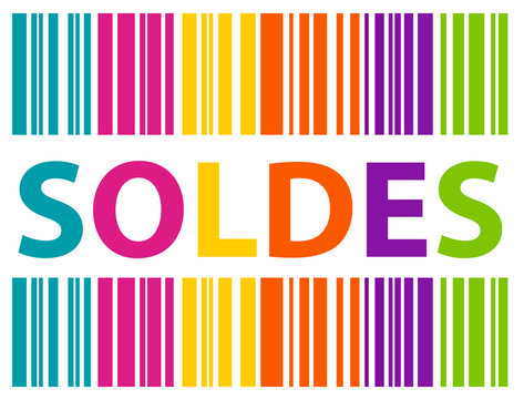 &eacute;tiquette - code barre en couleur - soldes
