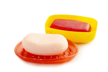 red and pink soap
