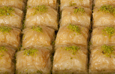 Baklava, Turkish dessert made of thin pastry, nuts and honey