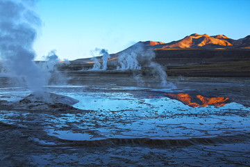 Geyser field El Tatio in Atacama region, Chile
