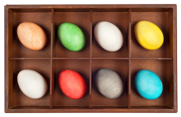 Easter Eggs in wooden box