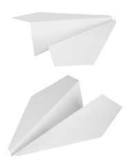 Two paper planes isolated on a white