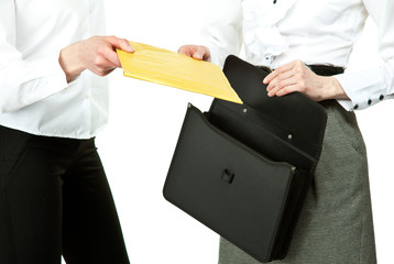 Business people exchanging documents