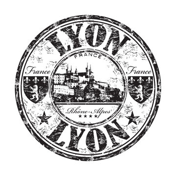 Lyon grunge rubber stamp