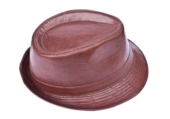 Leather bush hat isolated on white