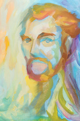 multicolored abstract portrait of man
