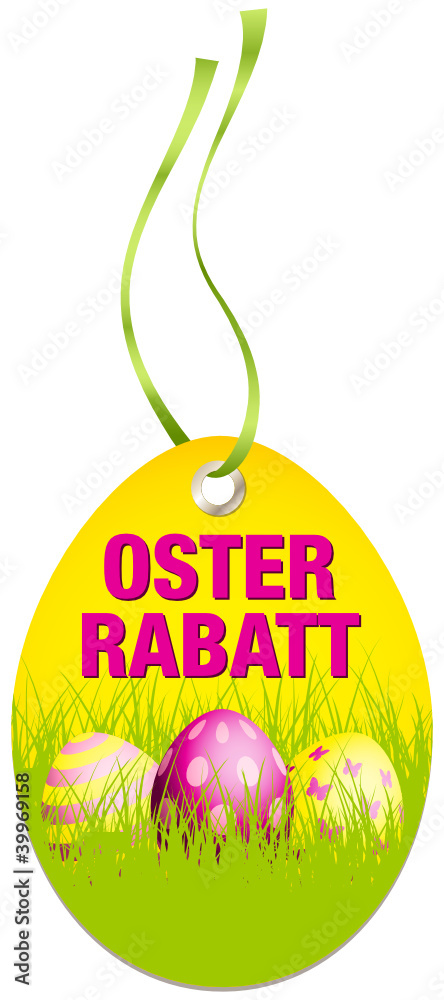 Poster hangtag osterrabatt ostereier gelb/pink